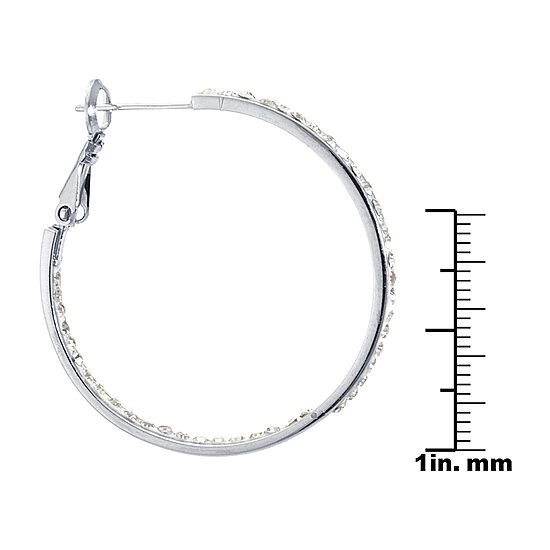Sparkle Allure Womens Crystal 33mm Hoop Earrings