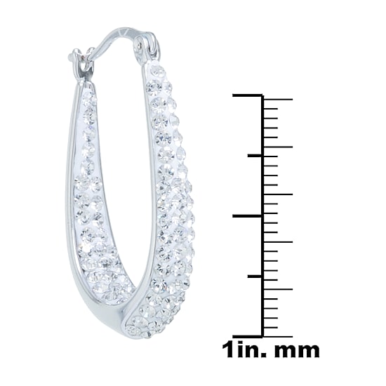 Sparkle Allure Womens Crystal 31.7mm Oval Hoop Earrings