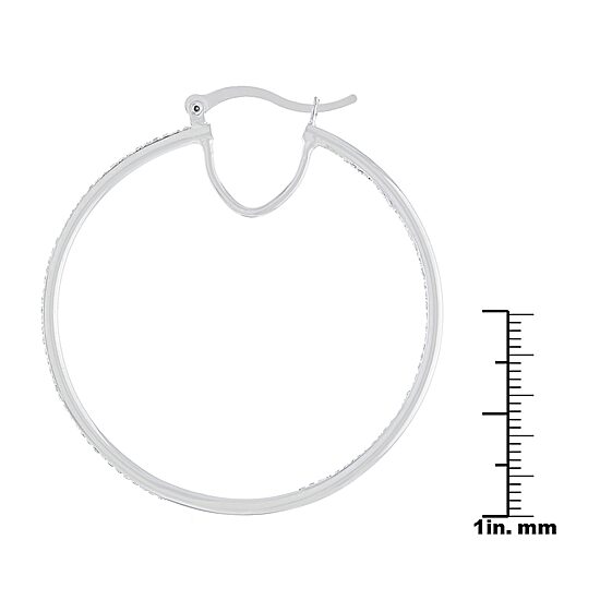 Sparkle Allure Womens Crystal 50mm Round Hoop Earrings