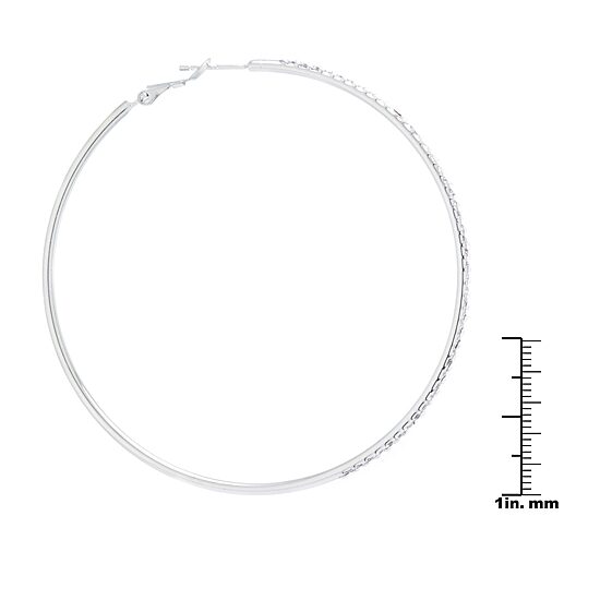 Sparkle Allure Womens Crystal 70mm Round Hoop Earrings