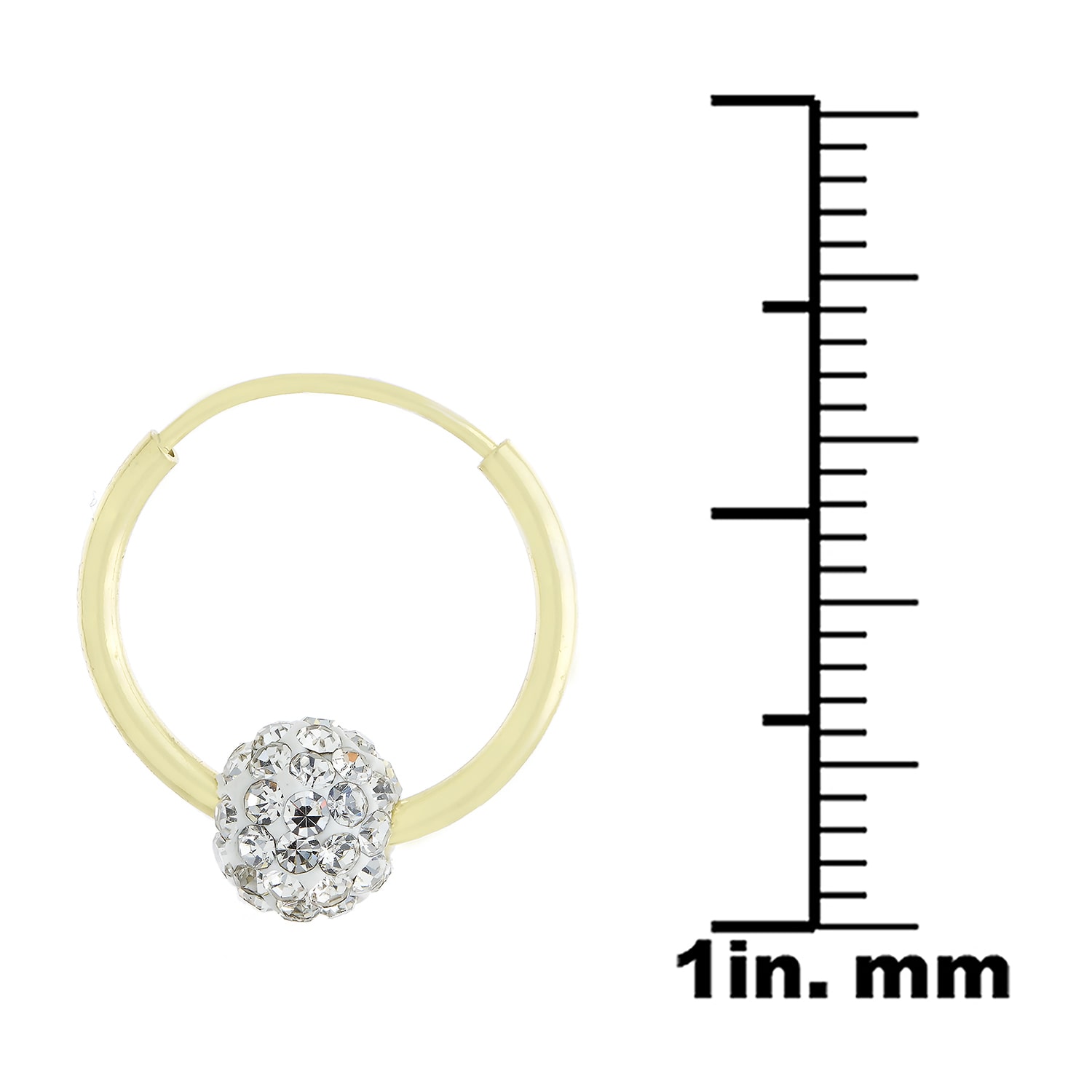 Silver Treasures Womens Crystal 14K Gold Over Silver 16mm Hoop Earrings