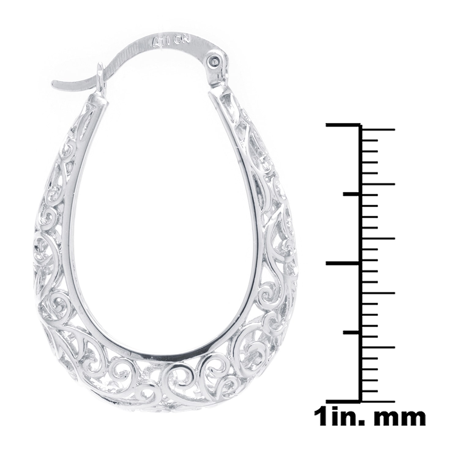 Silver Reflections Womens 30mm Oval Hoop Earrings
