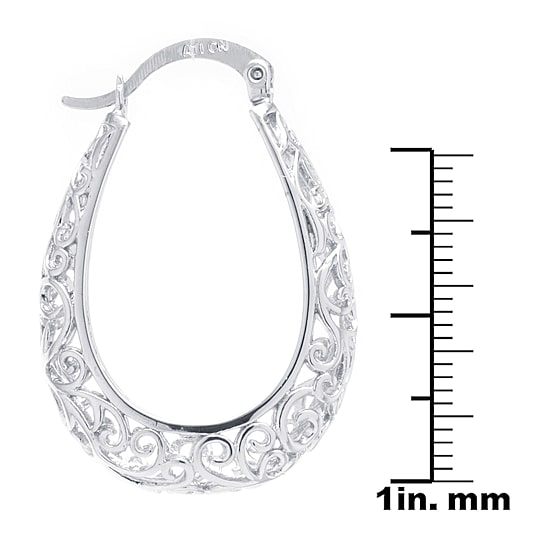 Silver Reflections Womens 30mm Oval Hoop Earrings
