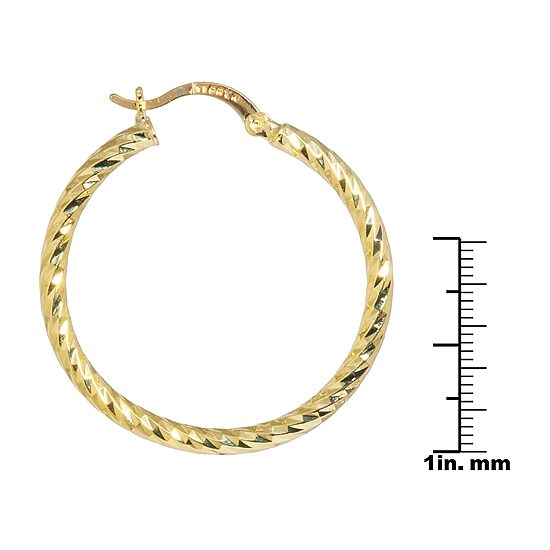 Silver Reflections Womens 24K Gold Over Brass 40mm Round Hoop Earrings