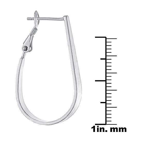Silver Reflections Womens 32mm Oval Hoop Earrings