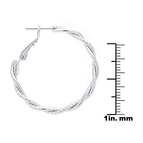 Silver Reflections Pure Silver Over Brass Round Hoop Earrings