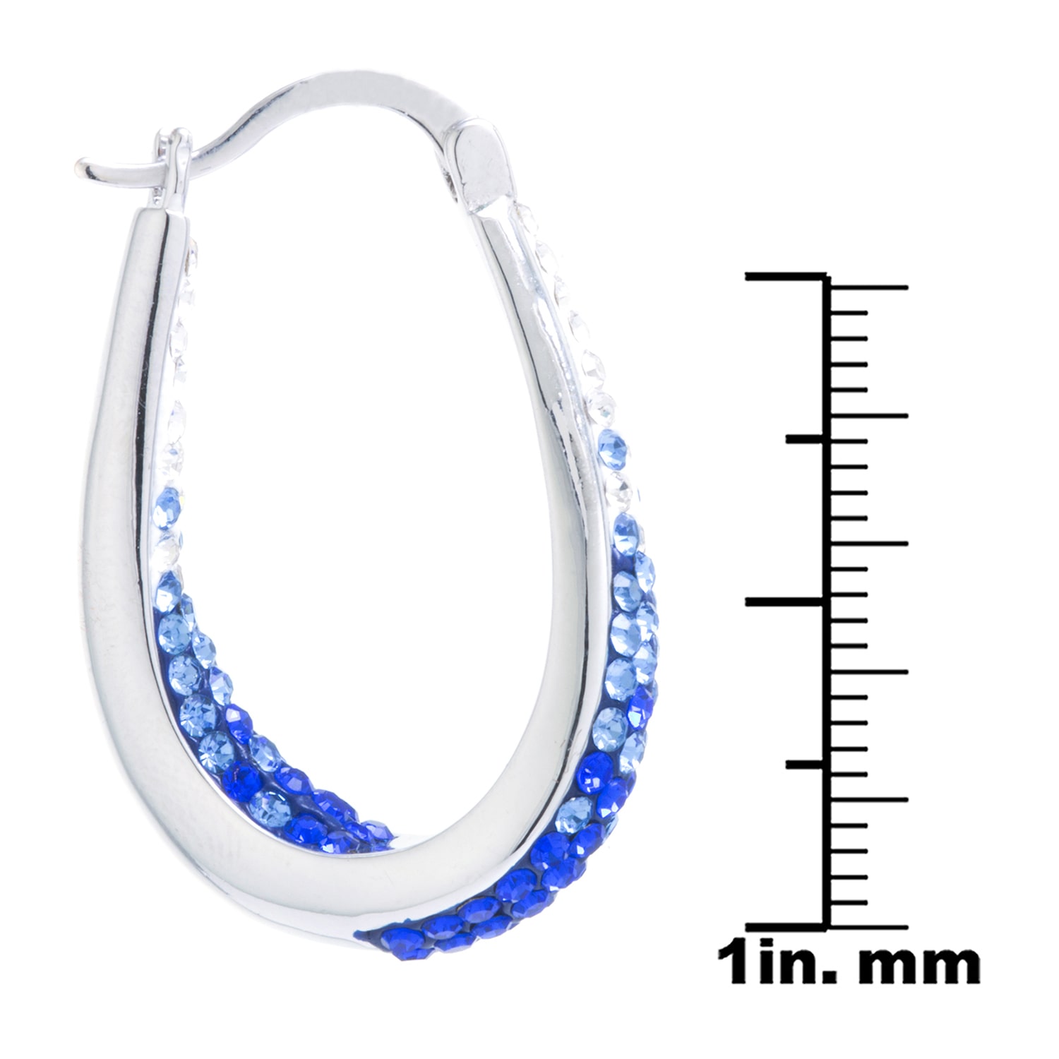 Sparkle Allure Womens Blue Crystal 32mm Hoop Earrings