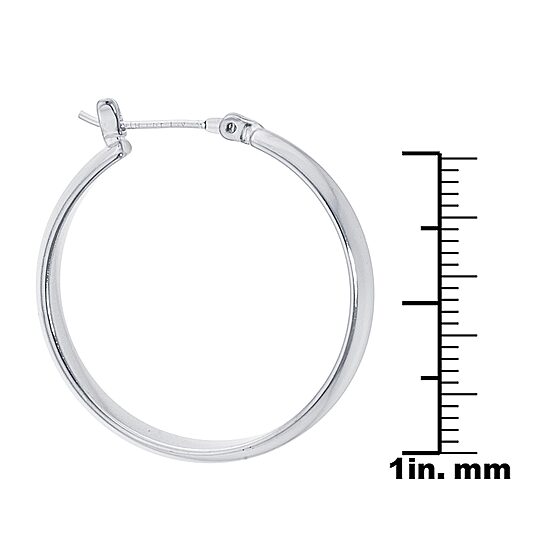 Silver Reflections Pure Silver Over Brass Hoop Earrings