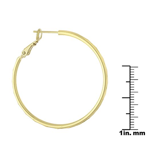 Silver Reflections 24K Gold Over Brass Hoop Earrings