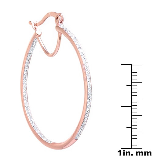 Sparkle Allure Womens Crystal 14k Rose Gold Over Brass 40mm Hoop Earrings