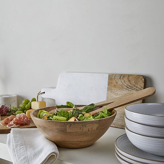 Linden Street 20x7 Mango Wood & Marble Serve Tray