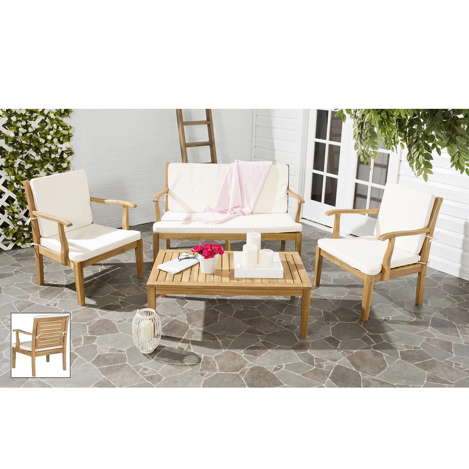 Safavieh Fresno Patio Collection 4-pc. Conversation Set Weather Resistant