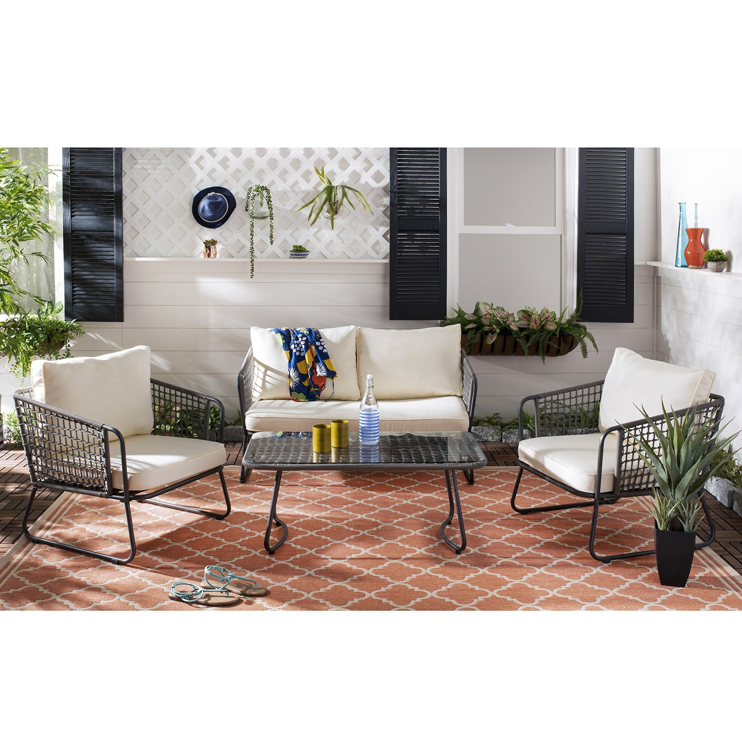 Safavieh Benjin Patio Collection 4-pc. Conversation Set Weather Resistant