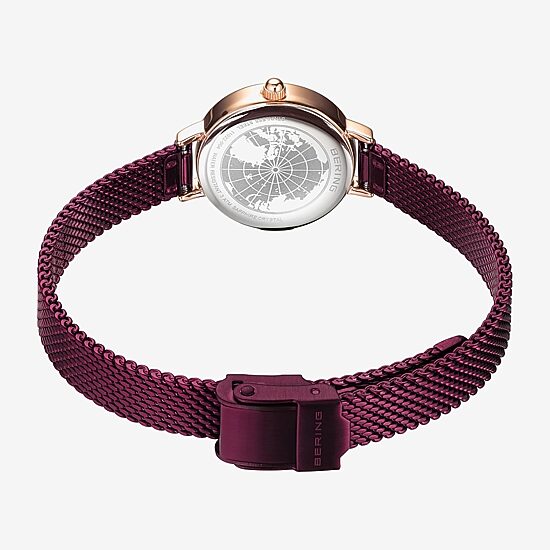 Bering Womens Purple Stainless Steel 2-pc. Watch Boxed Set 11022-969gh1