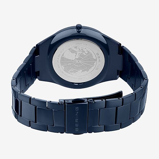Bering Mens Blue Stainless Steel Bracelet Watch 17240-797