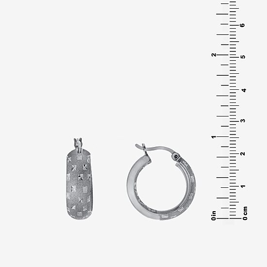 Diamond Cut Womens Sterling Silver 20.3mm Hoop Earrings