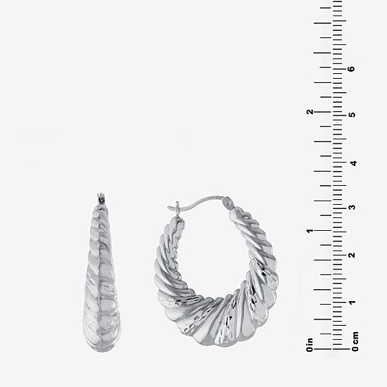 Croissant Womens Sterling Silver 33.5mm Hoop Earrings
