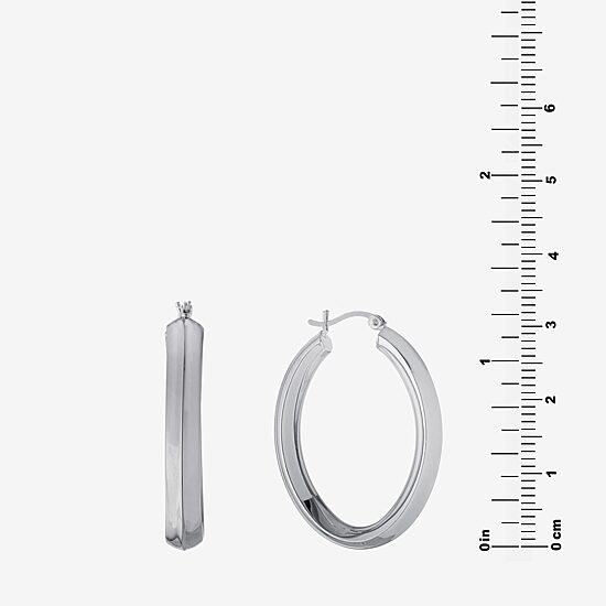 Womens Sterling Silver 39mm Hoop Earrings
