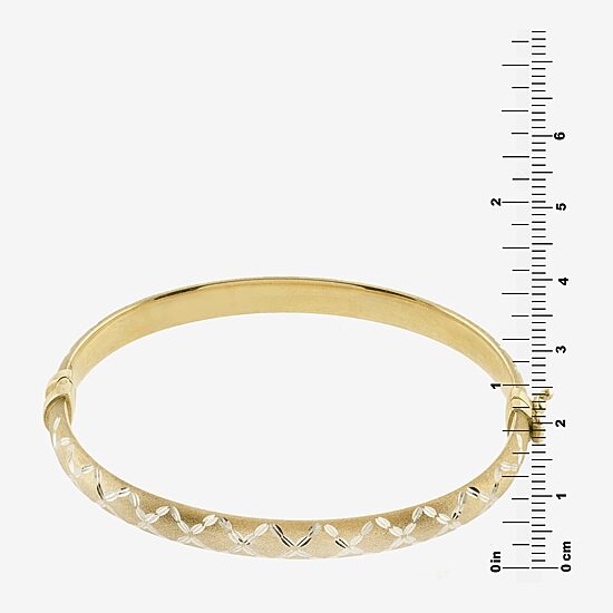 Diamond Cut Womens 14K Two Tone Gold Over Silver Bangle Bracelet