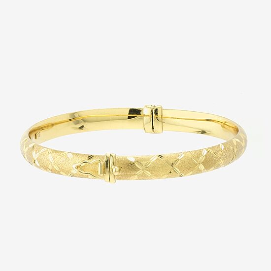 Diamond Cut Womens 14K Two Tone Gold Over Silver Bangle Bracelet