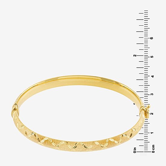 Diamond Cut Womens 14K Two Tone Gold Over Silver Bangle Bracelet
