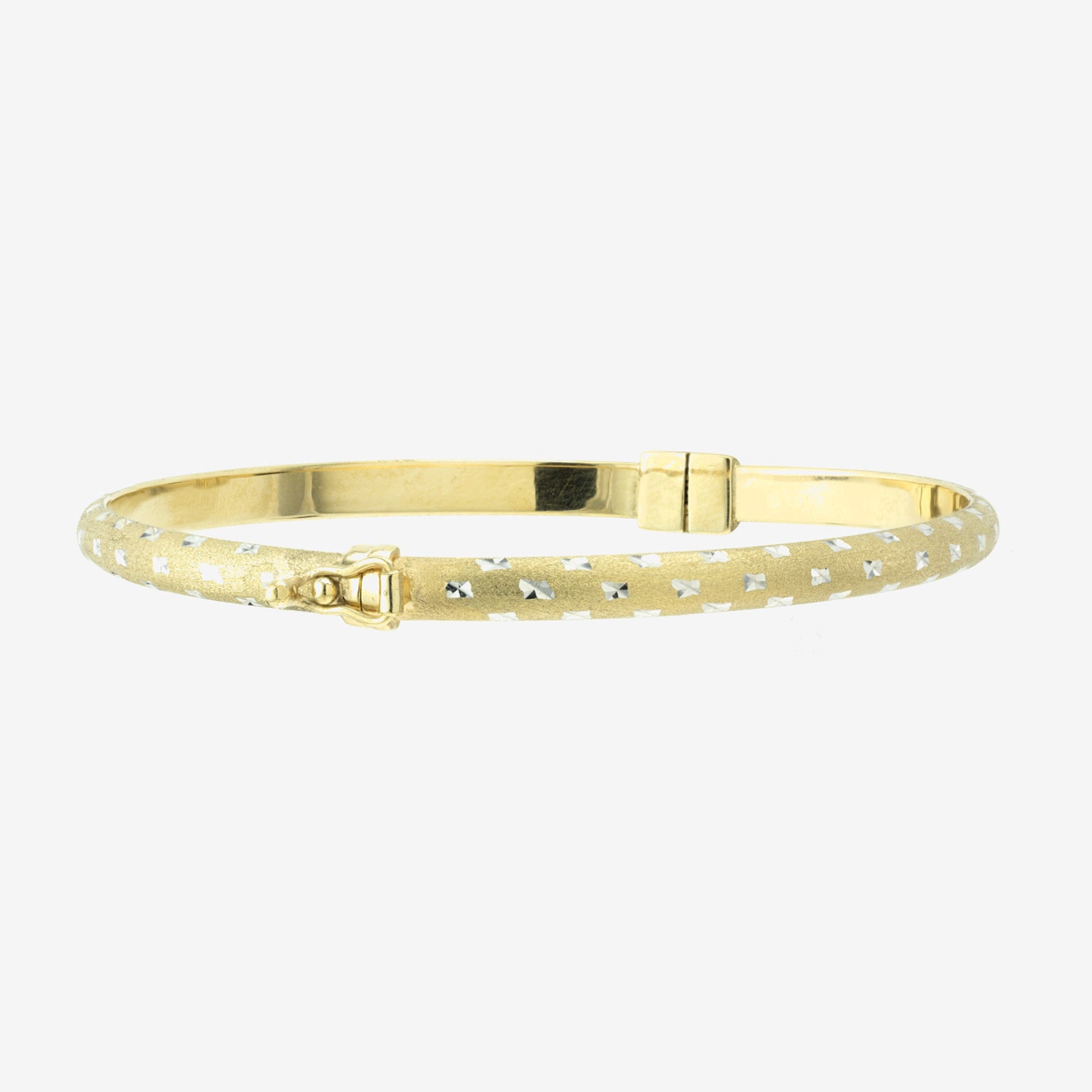 Diamond Cut Womens 14K Two Tone Gold Over Silver Bangle Bracelet