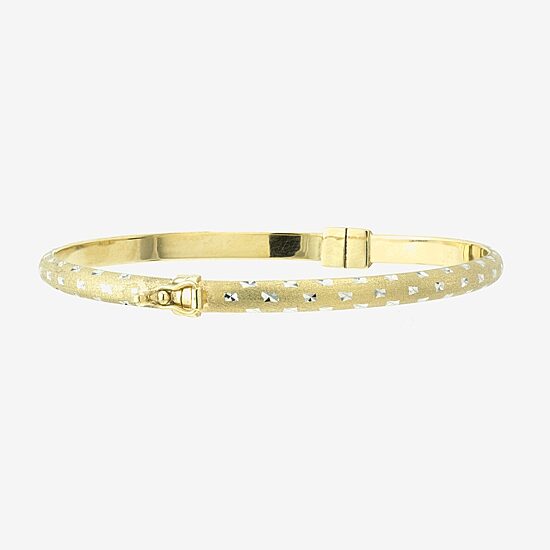 Diamond Cut Womens 14K Two Tone Gold Over Silver Bangle Bracelet