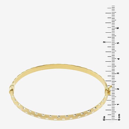 Diamond Cut Womens 14K Two Tone Gold Over Silver Bangle Bracelet