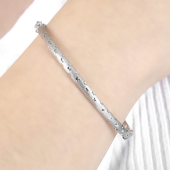 Diamond Cut Womens Sterling Silver Bangle Bracelet