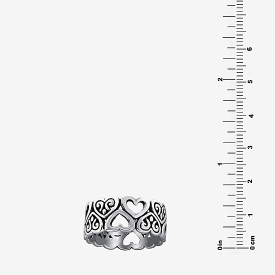 Bali Inspired Womens Sterling Silver Heart Cocktail Ring