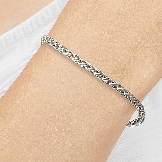 Bali Inspired Womens Sterling Silver Semisolid Byzantine Chain Bracelet