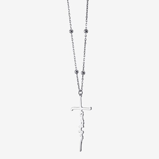 Womens Sterling Silver Cross 16 Inch Pendant Necklace