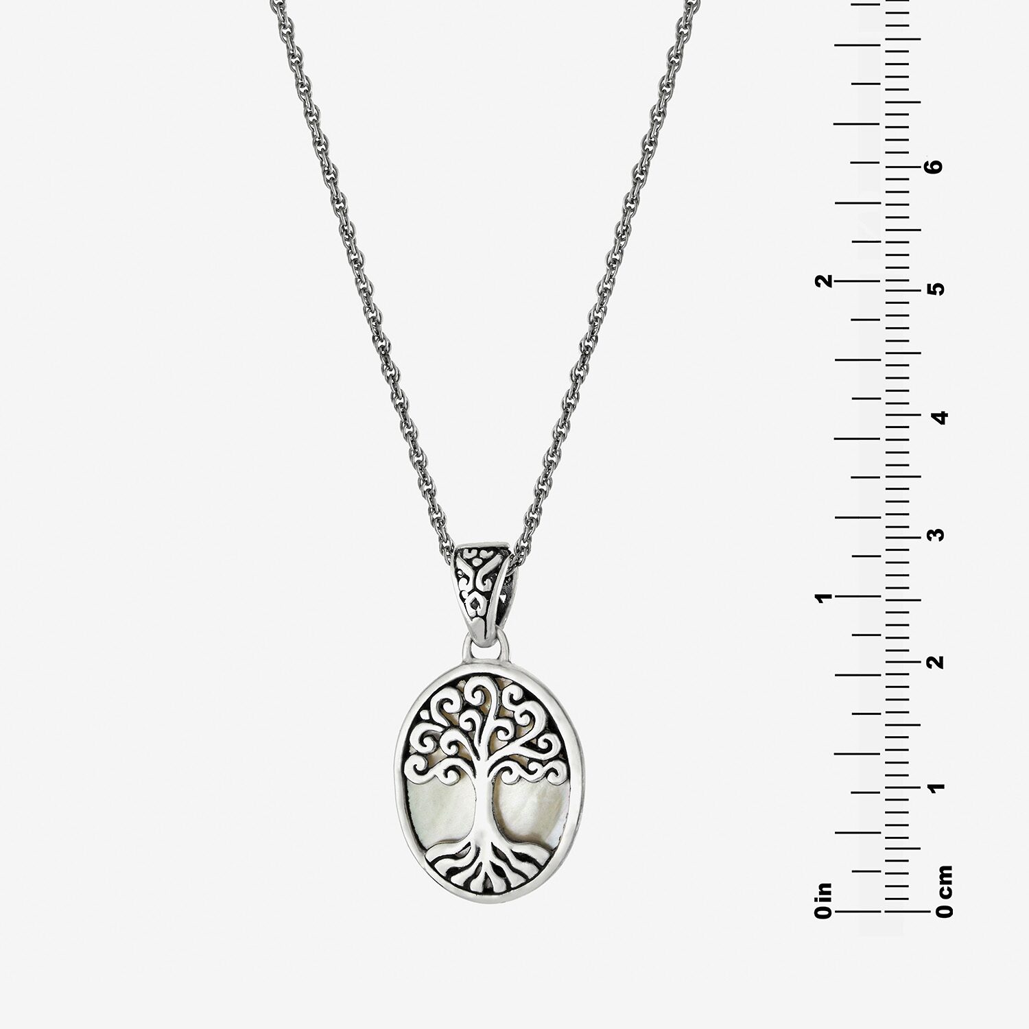 Tree Of Life Womens White Mother Of Pearl Sterling Silver 16 Inch Pendant Necklace