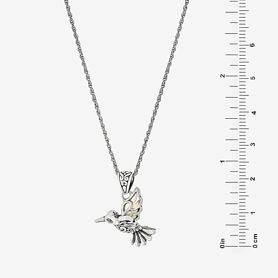 Hummingbird Womens White Mother Of Pearl Sterling Silver 16 Inch Pendant Necklace