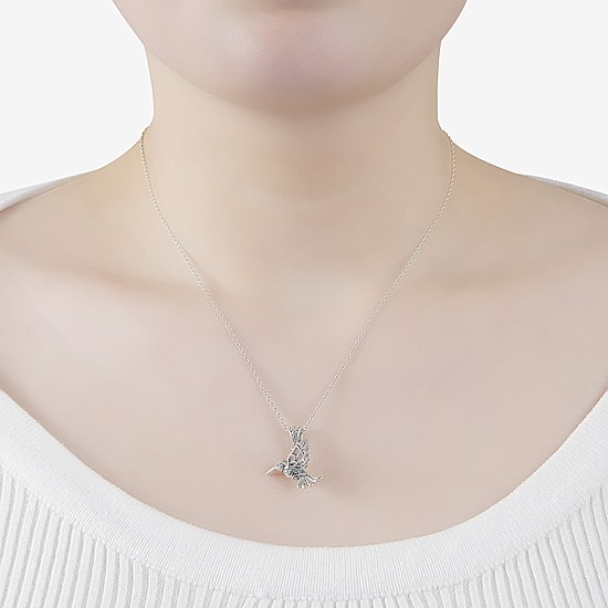 Hummingbird Womens White Mother Of Pearl Sterling Silver 16 Inch Pendant Necklace
