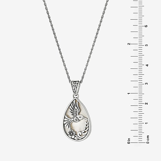 Hummingbird Womens White Mother Of Pearl Sterling Silver 16 Inch Pendant Necklace