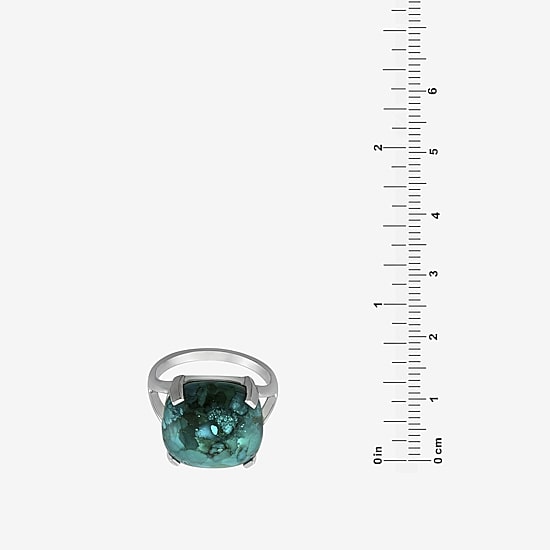 Womens Enhanced Blue Turquoise Sterling Silver Oval Cocktail Ring