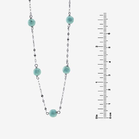 Womens Blue Turquoise Sterling Silver 16 Inch Beaded Necklace