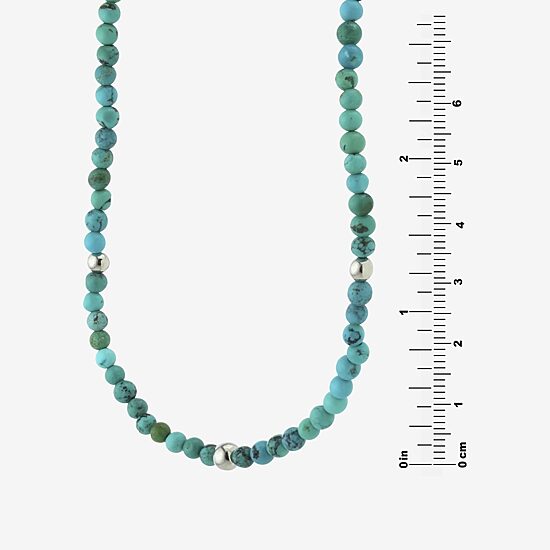 Womens Blue Turquoise Sterling Silver 16 Inch Beaded Necklace