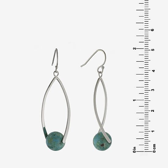 Womens Enhanced Blue Turquoise Sterling Silver Drop Earrings