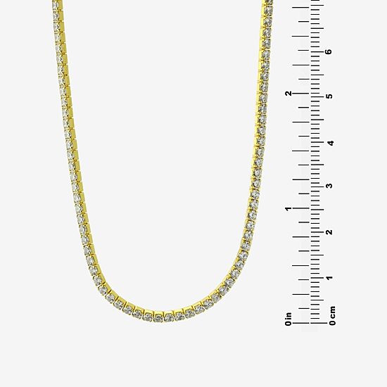 Adjustable Length Womens Cubic Zirconia 14K Gold Over Silver 26 Inch Tennis Necklace