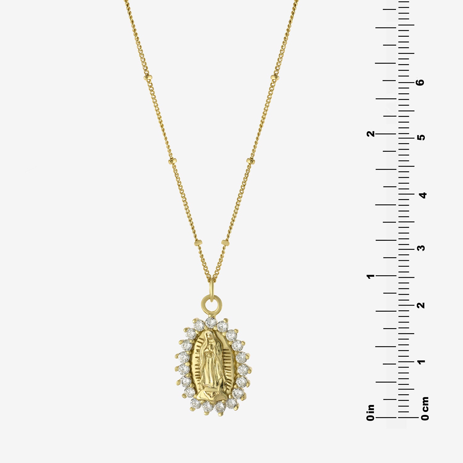 Diamonart Lady Of Guadalupe Womens Cubic Zirconia 14K Gold Over Silver Oval 16 Inch Pendant Necklace