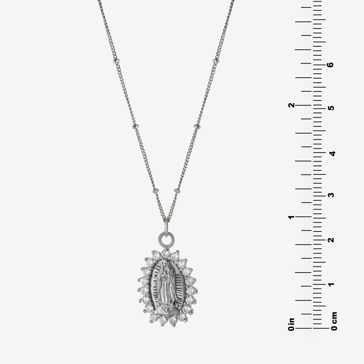Diamonart Lady Of Guadalupe Womens Cubic Zirconia Sterling Silver Oval 16 Inch Pendant Necklace