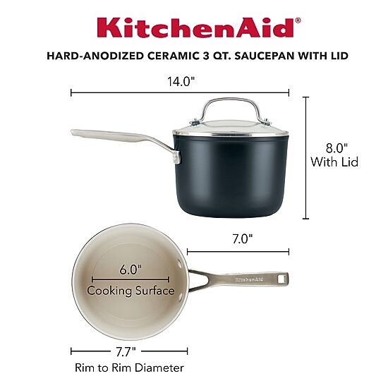 KitchenAid Ceramic 3-qt. Covered Sauce Pan