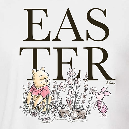 Easter Cropped Tee Womens Juniors Crew Neck Short Sleeve Boxy Fit Winnie The Pooh Graphic T-Shirt