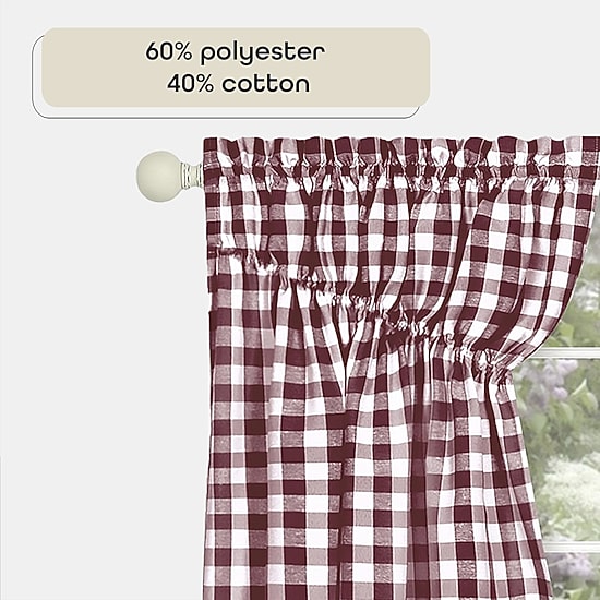 Achim Buffalo Check Gathered Swagger Rod Pocket Light-Filtering Set of 2 Curtain Panel