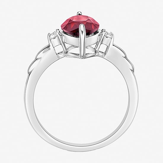 Womens Diamond Accent Lab Created Red Ruby Sterling Silver Cocktail Ring