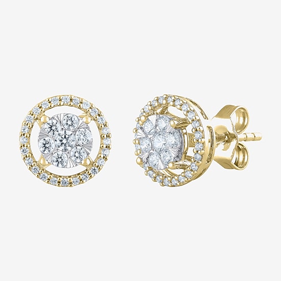 (F / Vs2) 1/2 CT. T.W. Lab Grown White Diamond 14K Gold 9.2mm Round Stud Earrings