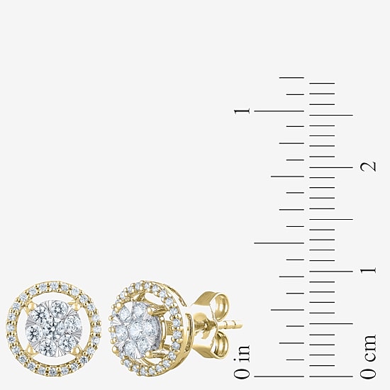 (F / Vs2) 1/2 CT. T.W. Lab Grown White Diamond 14K Gold 9.2mm Round Stud Earrings
