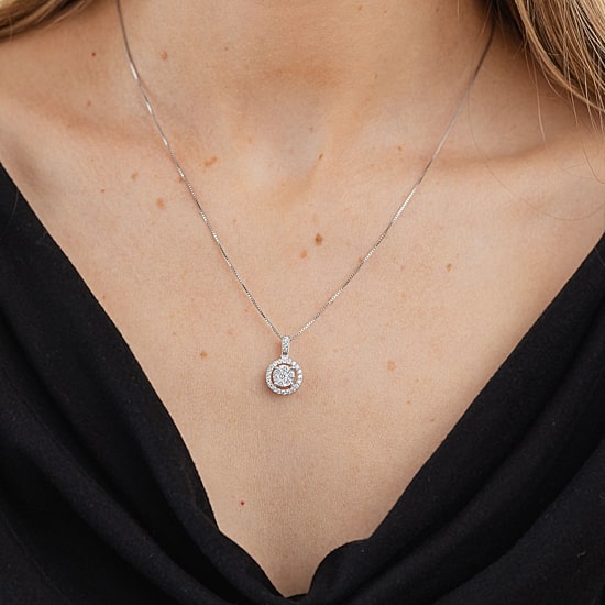 (F / Vs2) Womens 1/2 CT. T.W. Lab Grown White Diamond 14K Gold Round 18 Inch Pendant Necklace
